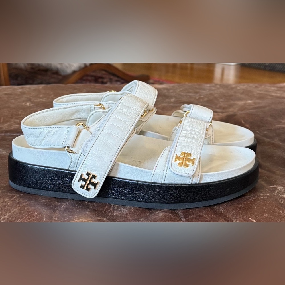 Tory Burch Cream Sandals with Gold Accents